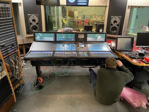 Photo - installing SSL T series desk in BBC studio 60A